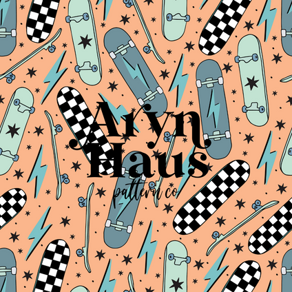 Skateboard Print Kids Outfit β Handmade Baby & Toddler Clothes in Checkerboard Skater Theme (Pick Your Garment Style)
