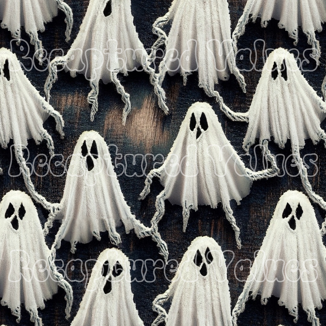Embroidered Ghosts PNG Seamless Pattern Design // Recaptured Values - Recaptured Values