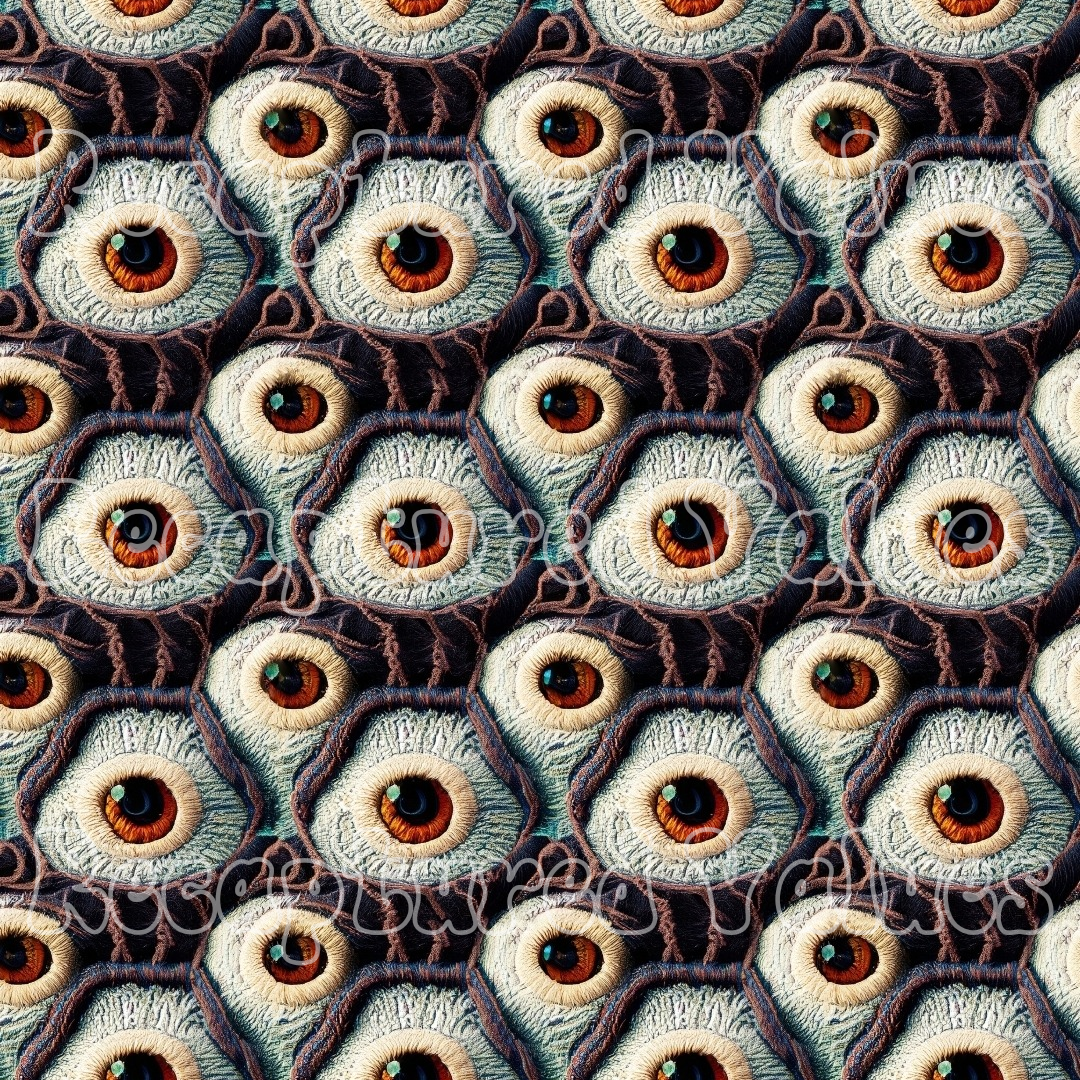 Embroidered Eyes PNG Seamless Pattern Design // Recaptured Values - Recaptured Values
