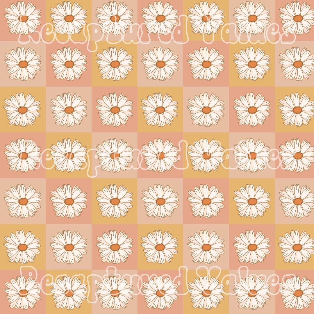 Boho Daisy Checkers PNG Seamless Pattern Design // Recaptured Values - Recaptured Values