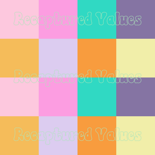 Groovy Colorful Checkers PNG Seamless Pattern Design // Recaptured Values