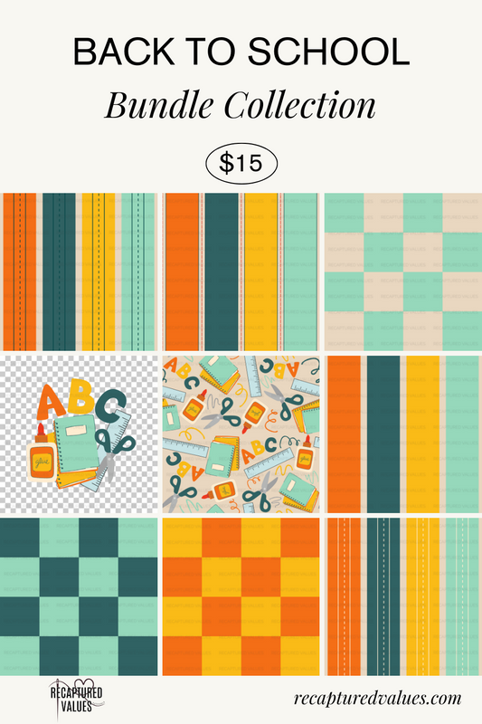 Boy Back to School Seamless Digital Fabric Bundle | Printable PNGs for Fabric, Sublimation, & Small Shops