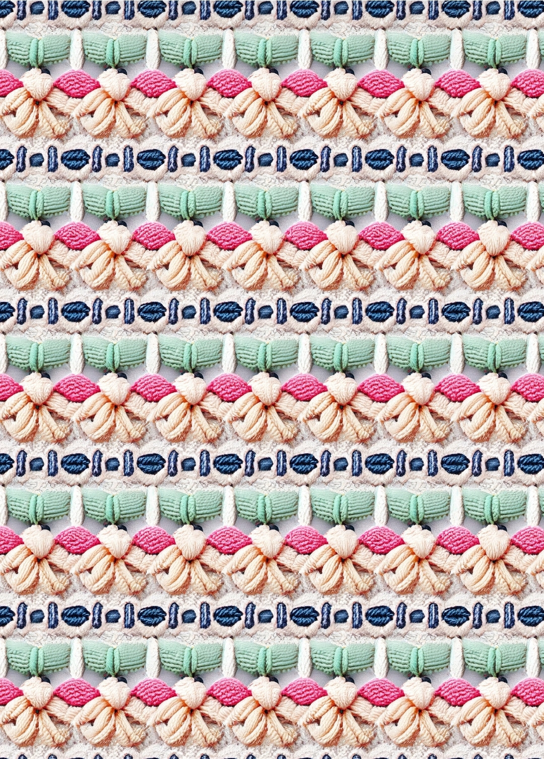 Embroidered Faux Sweater Pinks, Blues, and Creams PNG Seamless Pattern Design // Recaptured Values - Recaptured Values