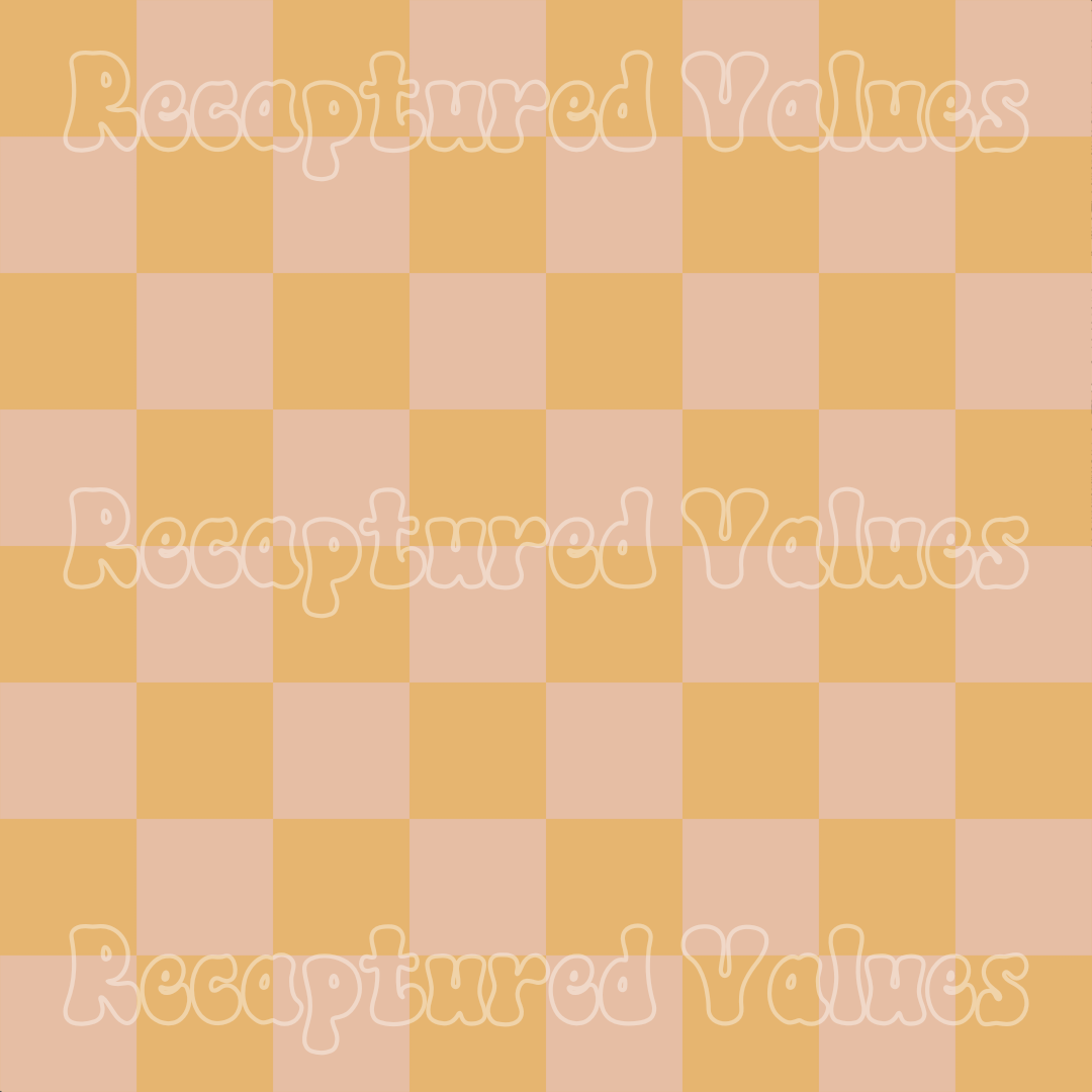 Peachy Keen Checkers Carmel & Apricot Tan PNG Seamless Pattern Design // Recaptured Values