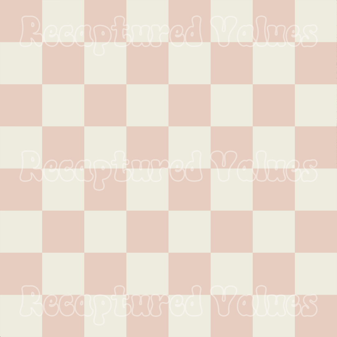 Delicate Harmony Cameo Pink & Linen Checkers PNG Seamless Pattern Design // Recaptured Values