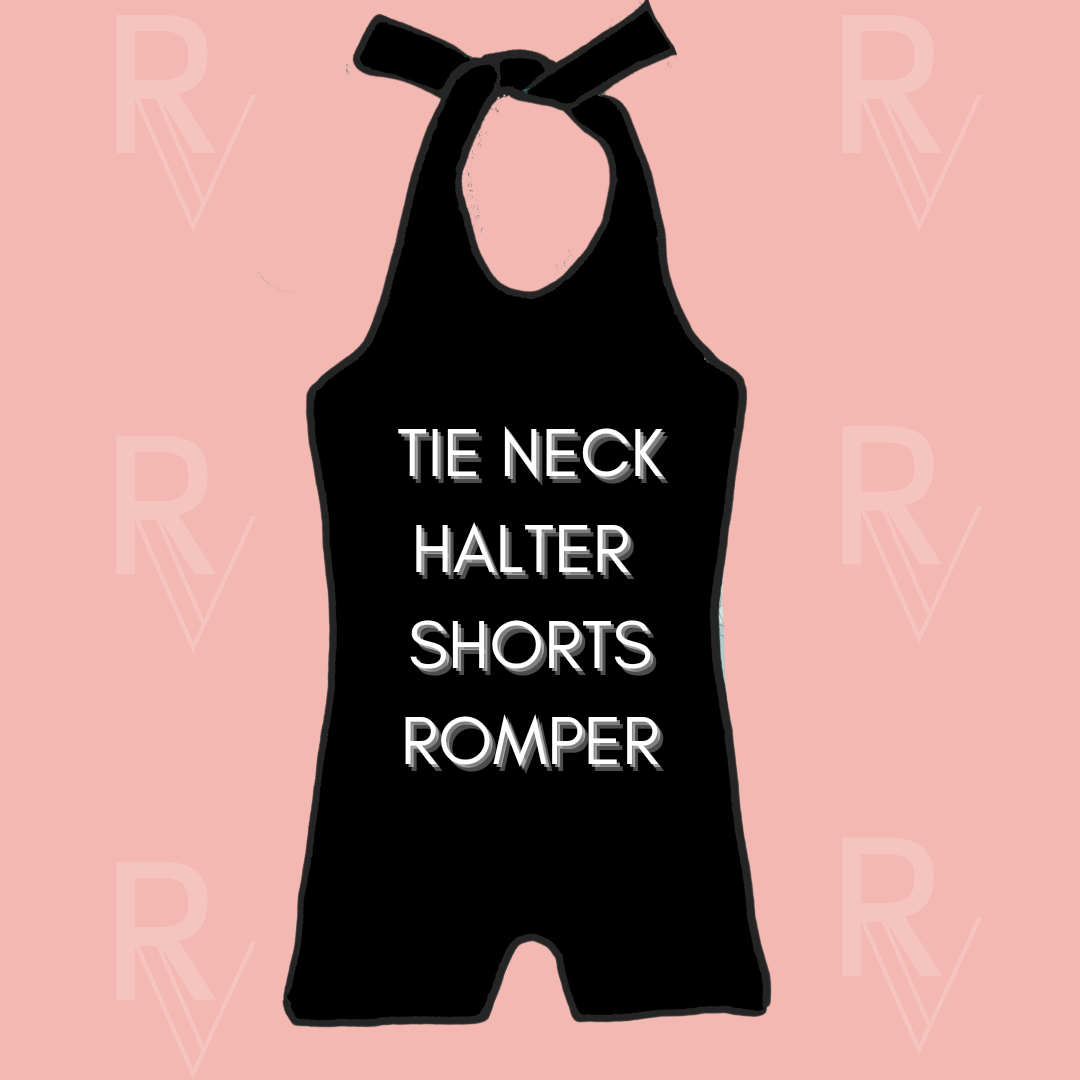Mystery Halter Tie Neck Shorts Romper (Ollie with a Halter Tie Neck) - Recaptured Values