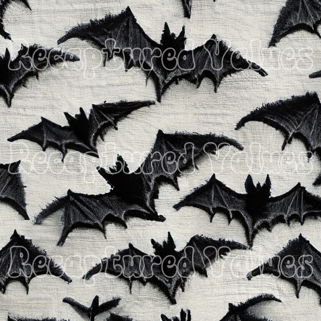 Embroidered Bats PNG Seamless Pattern Design // Recaptured Values - Recaptured Values