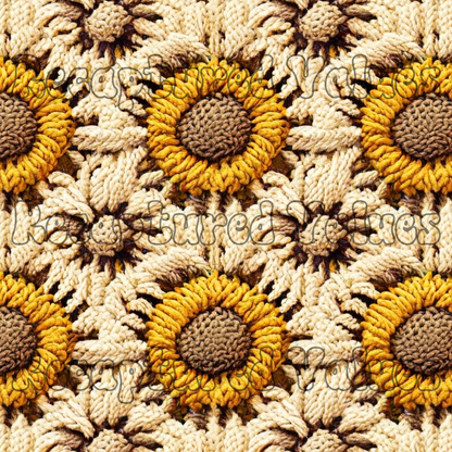 Embroidery Faux Sunflower Sweater PNG Seamless Pattern Design // Recaptured Values - Recaptured Values