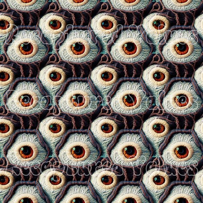 Embroidered Eyes PNG Seamless Pattern Design // Recaptured Values - Recaptured Values