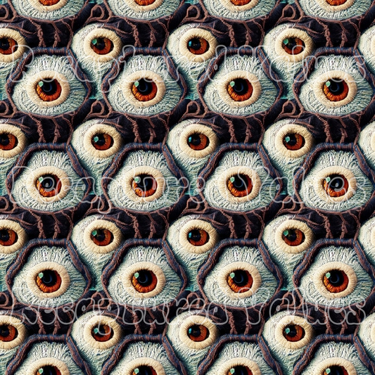 Embroidered Eyes PNG Seamless Pattern Design // Recaptured Values - Recaptured Values