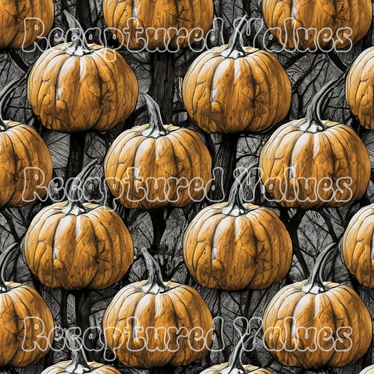 Pencil Drawn Pumpkins PNG Seamless Pattern Design // Recaptured Values - Recaptured Values