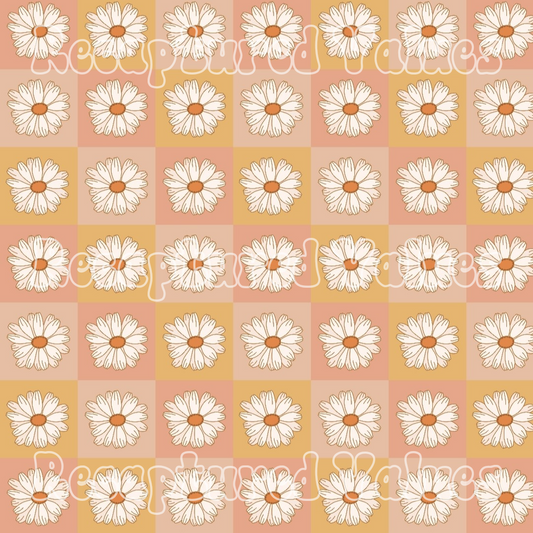 Boho Daisy Checkers PNG Seamless Pattern Design // Recaptured Values - Recaptured Values