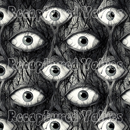 Pencil Drawn Eyeballs PNG Seamless Pattern Design // Recaptured Values