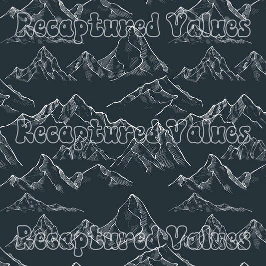 Mountain Range on Gunmetal PNG Seamless Pattern Design // Recaptured Values