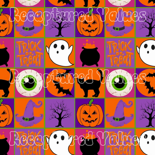 Halloween Vibes Checkers PNG Seamless Pattern Design // Recaptured Values