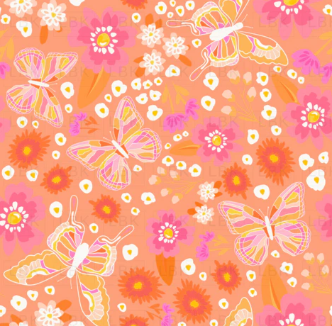 Pink and Orange Butterfly Floral (Pick Your Garment Style)