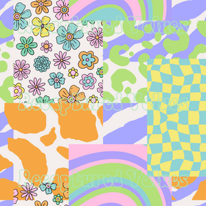 Groovy Colorful Pack of 7 Files PNG Seamless Pattern Designs // Recaptured Values