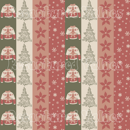 Antique Winter Patchwork Stripes PNG Seamless Pattern Design // Recaptured Values