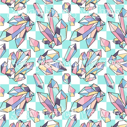 Aquamarine Crystal Checker Craze PNG Seamless Pattern Design // Recaptured Values