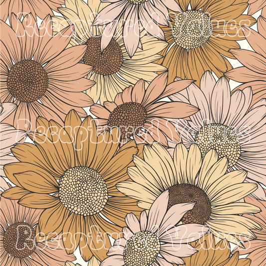 Blush Boho Daisies PNG Seamless Pattern Design // Recaptured Values