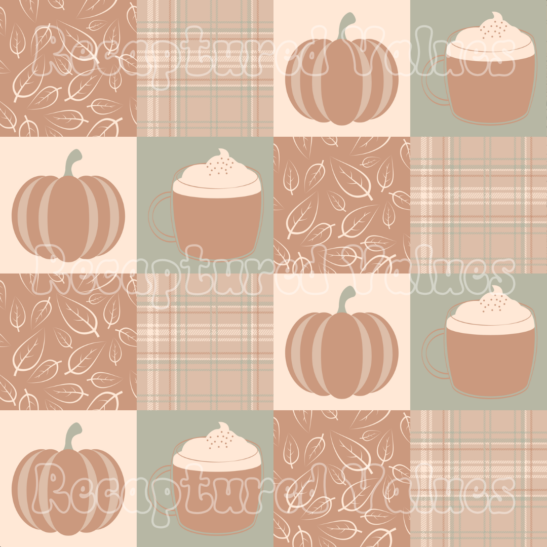 Cozy Autumn Patchwork Checkers PNG Seamless Pattern Design // Recaptured Values