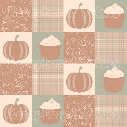 Cozy Autumn Patchwork Checkers PNG Seamless Pattern Design // Recaptured Values