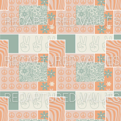 Groovy Retro Delicate Harmony Patchwork PNG Seamless Pattern Design // Recaptured Values - Recaptured Values