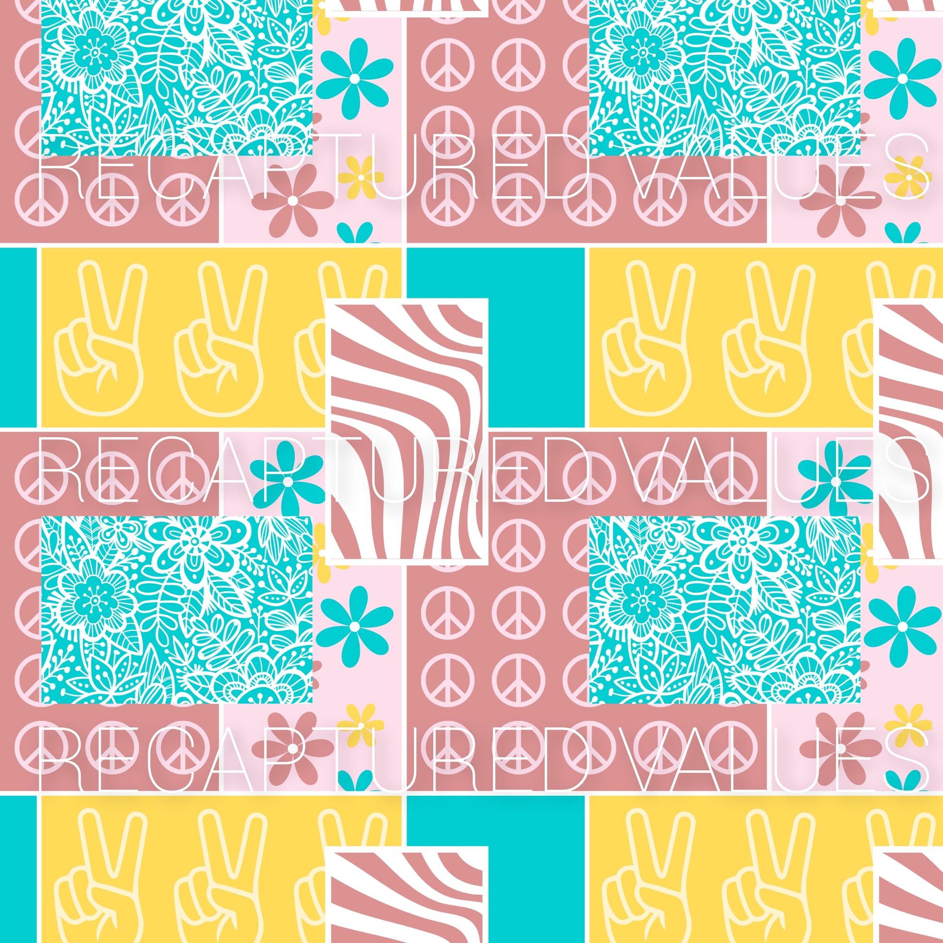 Groovy New Party Patchwork PNG Seamless Pattern Design // Recaptured Values - Recaptured Values