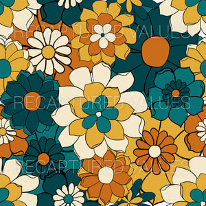 Teal Meadows Floral PNG Seamless Pattern Design // Recaptured Values - Recaptured Values
