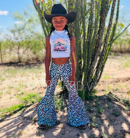 Heart Like a Truck, Lainey Wilson Inspired CMT Awards Outfit, Baby, Toddler, Kids Sized Iridescent Leopard Print Flared Bell Bottom Outfit - Recaptured Values