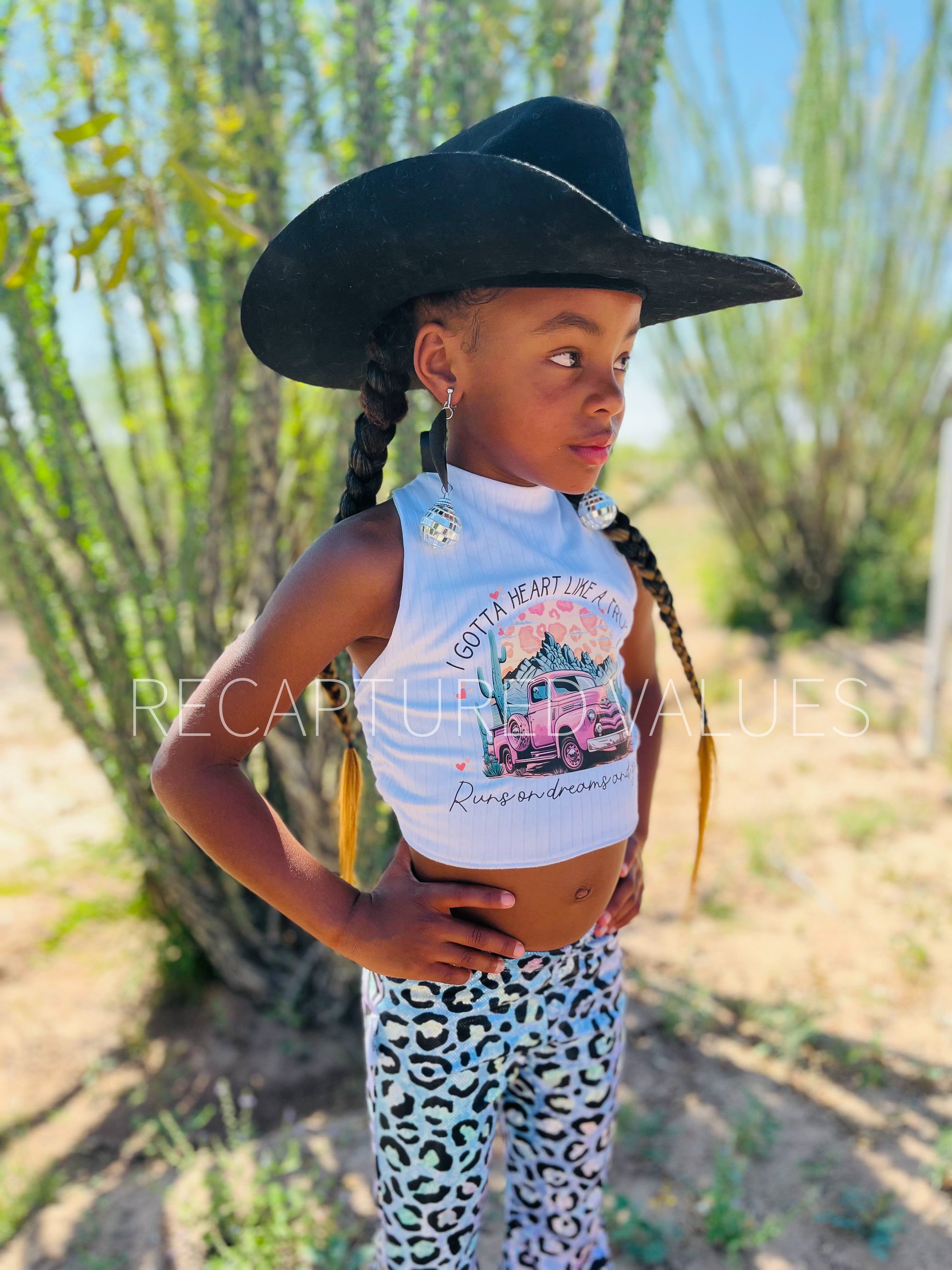 Heart Like a Truck, Lainey Wilson Inspired CMT Awards Outfit, Baby, Toddler, Kids Sized Iridescent Leopard Print Flared Bell Bottom Outfit - Recaptured Values