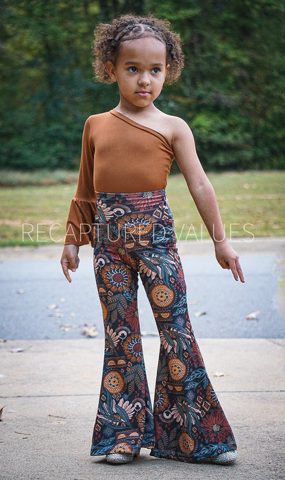 Boho Hippie High-Waist Flared Bell Bottoms for Baby & Toddler Girls, Lainey Wilson Inspired