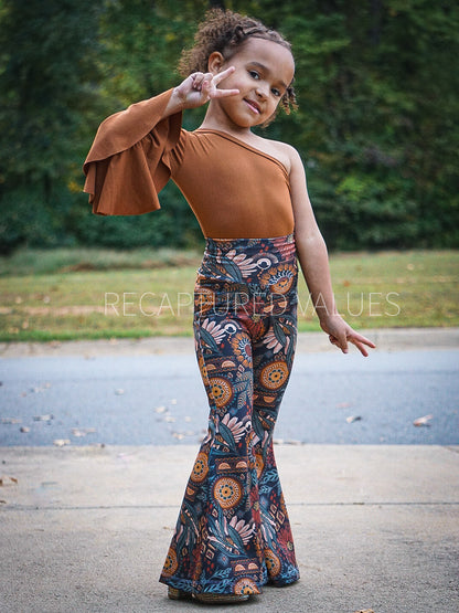 Boho Hippie High-Waist Flared Bell Bottoms for Baby & Toddler Girls, Lainey Wilson Inspired