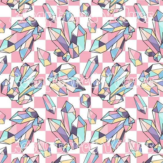 Pink Crystal Craze Checkers PNG Seamless Pattern Design // Recaptured Values