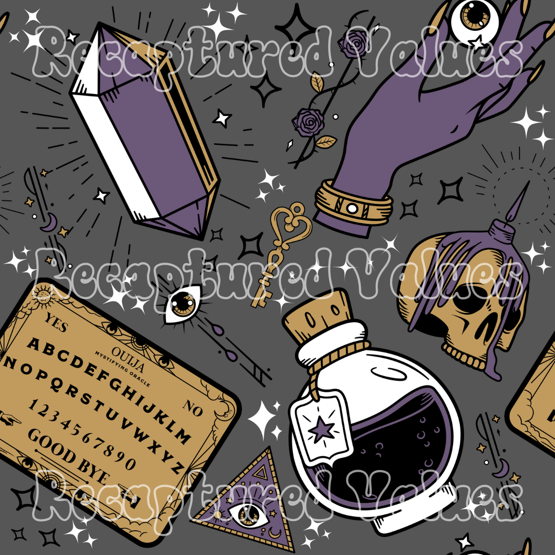 Purple Witchy Vibes PNG Seamless Pattern Design // Recaptured Values