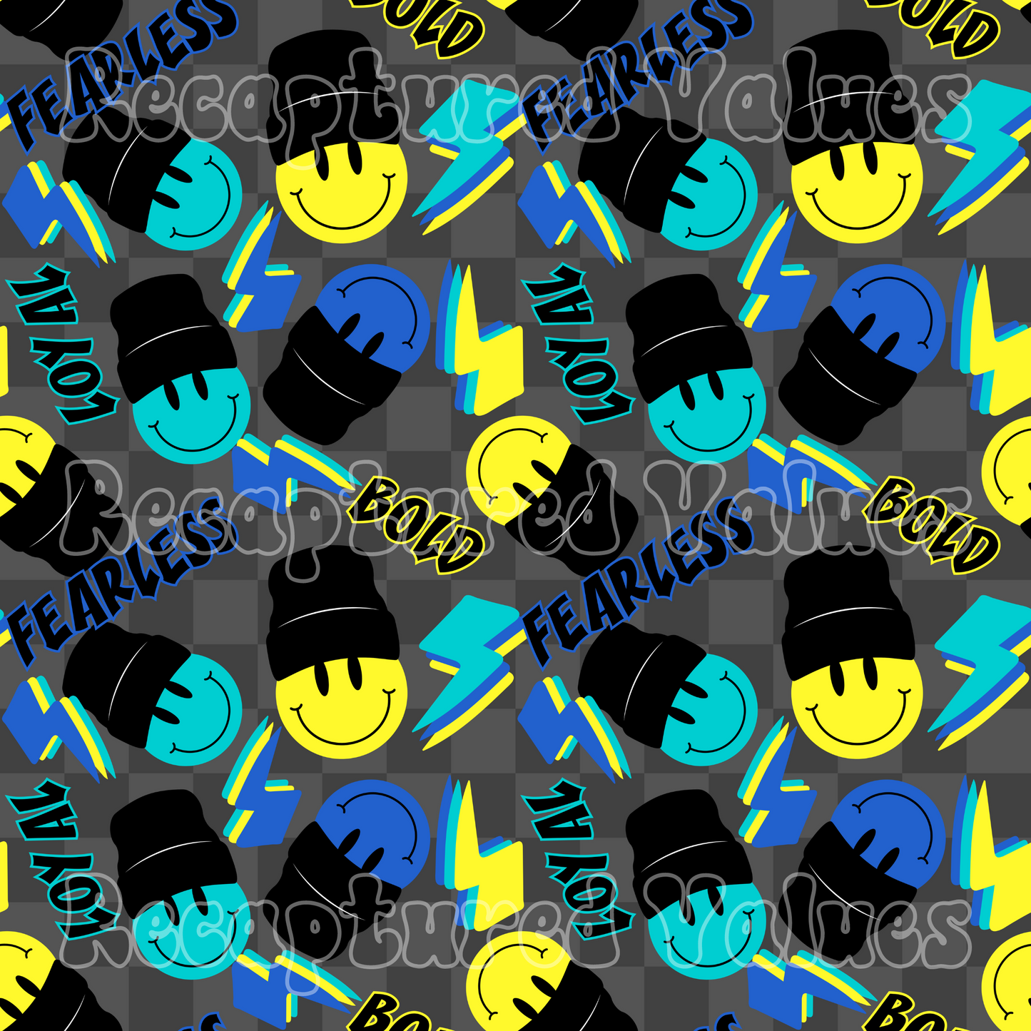 Bold Loyal Fearless Blue PNG Seamless Pattern Design // Recaptured Values