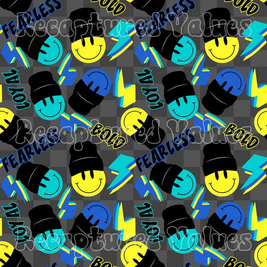 Bold Loyal Fearless Blue PNG Seamless Pattern Design // Recaptured Values