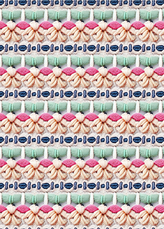 Embroidered Faux Sweater Pinks, Blues, and Creams PNG Seamless Pattern Design // Recaptured Values - Recaptured Values