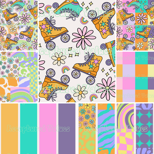 Groovy Colorful Pack of 7 Files PNG Seamless Pattern Designs // Recaptured Values