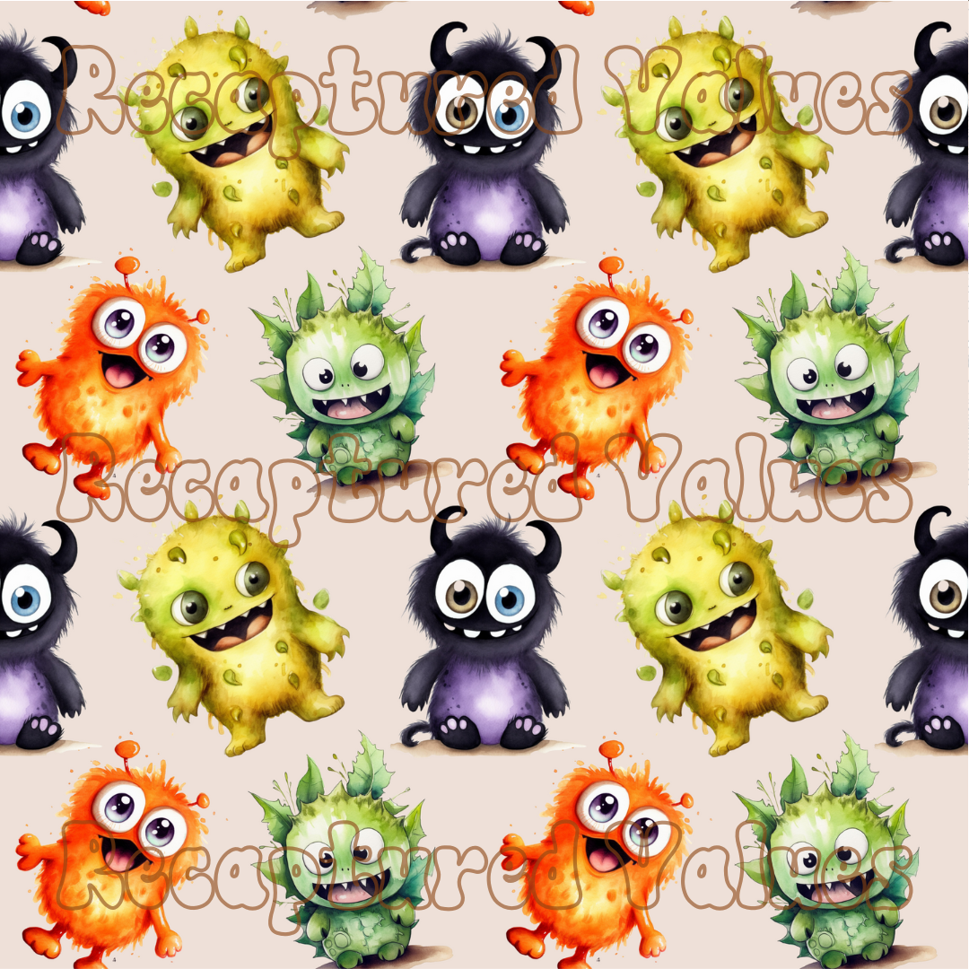 Monster PNG Seamless Pattern Design // Recaptured Values
