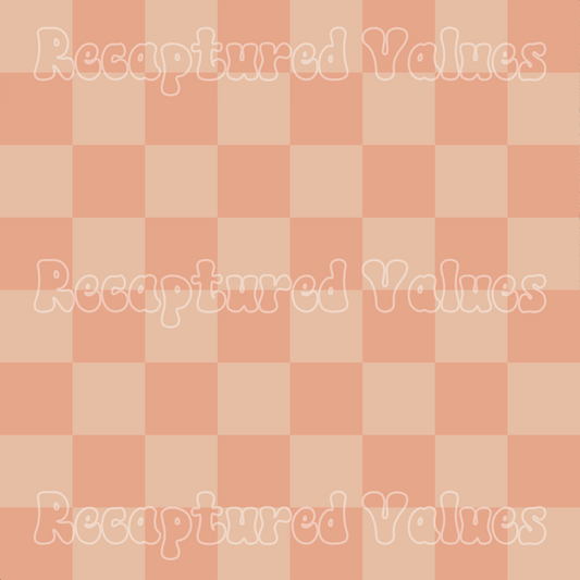 Peachy Keen Checkers Apricot Tan & Blush PNG Seamless Pattern Design // Recaptured Values