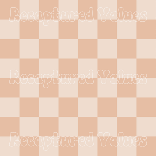 Peachy Keen Checkers Pale Blush & Peachy Apricot PNG Seamless Pattern Design // Recaptured Values