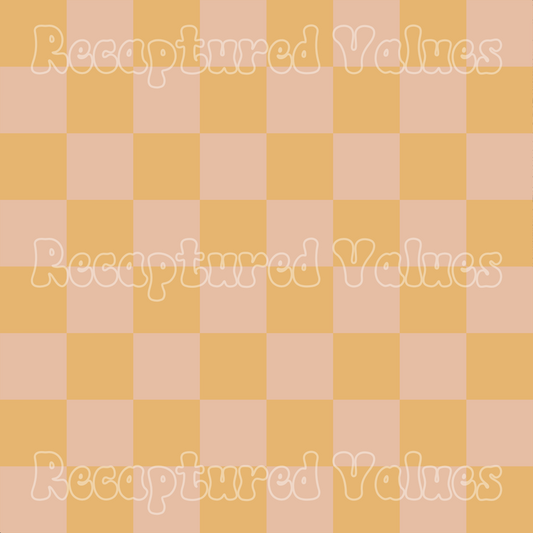 Peachy Keen Checkers Carmel & Apricot Tan PNG Seamless Pattern Design // Recaptured Values