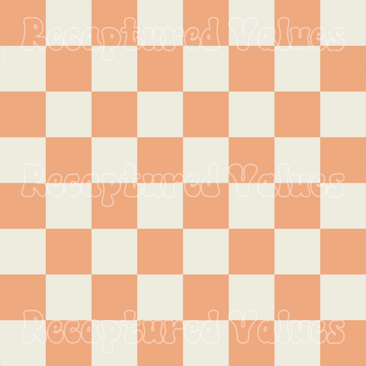 Delicate Harmony Apricot & Linen Checkers PNG Seamless Pattern Design // Recaptured Values