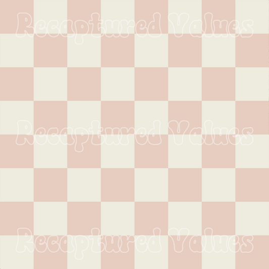 Delicate Harmony Cameo Pink & Linen Checkers PNG Seamless Pattern Design // Recaptured Values