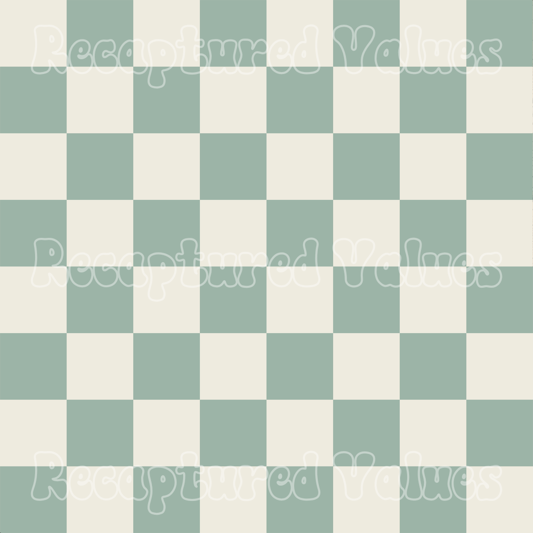 Delicate Harmony Sage Green & Linen Checkers PNG Seamless Pattern Design // Recaptured Values