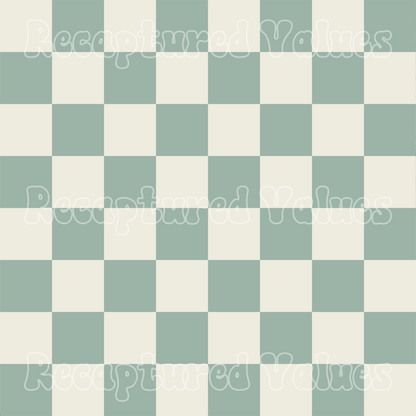 Delicate Harmony Sage Green & Linen Checkers PNG Seamless Pattern Design // Recaptured Values