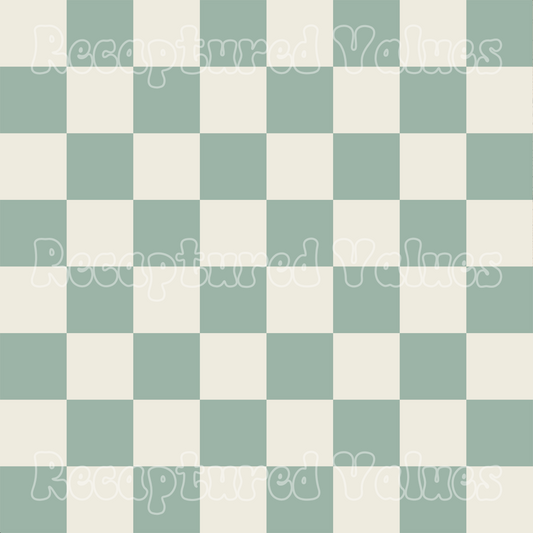Delicate Harmony Sage Green & Linen Checkers PNG Seamless Pattern Design // Recaptured Values