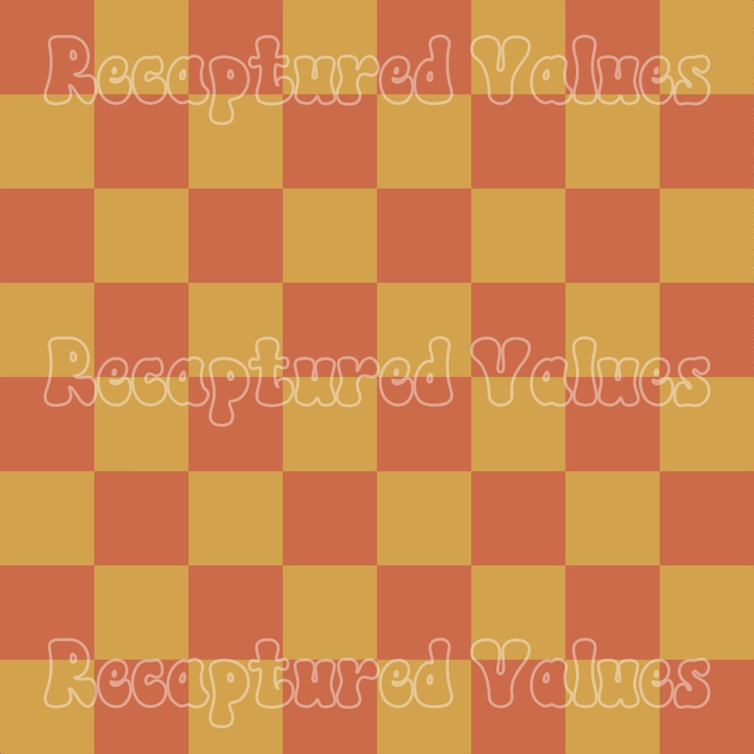 Terracotta & Amber Retro Checkers PNG Seamless Pattern Design // Recaptured Values