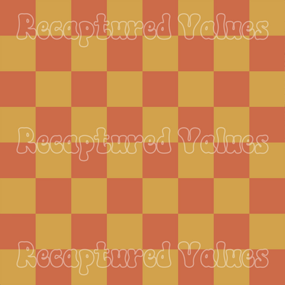 Terracotta & Amber Retro Checkers PNG Seamless Pattern Design // Recaptured Values